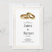 Invitation Simple elegant white and gold rings Wedding  (Devant)