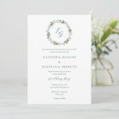 Invitation Simple Elegant Winter Greenery Mariage chrétien (Debout devant)