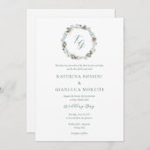 Invitation Simple Elegant Winter Greenery Mariage chrétien (Devant / Derrière)
