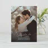 Invitation Simple Elegante Boda Espagnol Mariage Photo Overla (Debout devant)