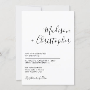 Invitation Simple élégante Calligraphie Script Mariage photo