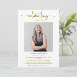 Invitation Simple élégante célébration de la vie Funéraire Ph
