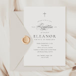 Invitation Simple élégante croix calligraphie Baptême<br><div class="desc">Élégante croix Noire et Blanche Calligraphie Baptême Invitation présente une délicate croix moderne,  associée à un type moderne et un magnifique script de calligraphie.</div>