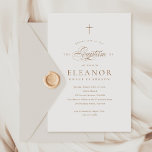 Invitation Simple élégante Croix d'or Calligraphie Baptême<br><div class="desc">Simple Elegant Gold Cross Calligraphy Baptism Invitation présente une délicate croix moderne,  associée à un type moderne et un magnifique script de calligraphie.</div>