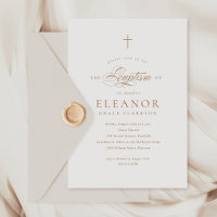 Simple élégante Croix d'or Calligraphie Baptême