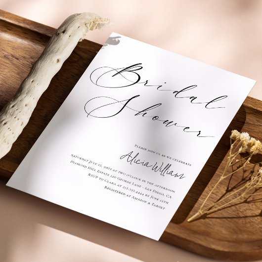 Invitation Simple Élégante Fête de Fiançailles Calligraphiée