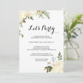Invitation Simple élégante florale botanique Faisons la fête (Debout devant)