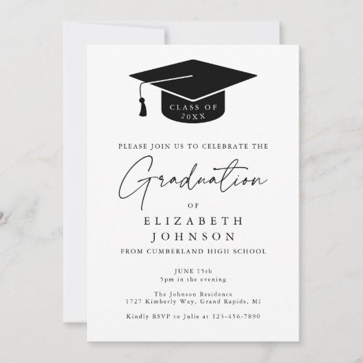 Invitation Simple élégante Modernité Graduation Party Invitat (Devant)