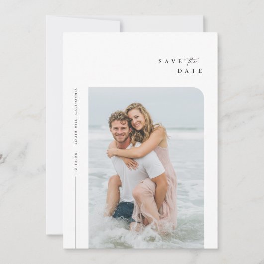 Invitation Simple Élégante Photo De Mariage Enregistrer La Da (Devant)