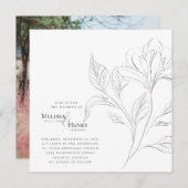 Invitation Simple élégante typographie florale Mariage Photo (Devant / Derrière)