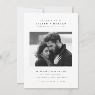 Invitation Simple Élégante Typographie QR Code Photo Mariage