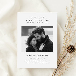 Invitation Simple Élégante Typographie QR Code Photo Mariage