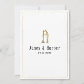 Invitation Simple élégantes bagues blanches et or RSVP (Dos)