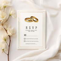 Simple élégantes bagues blanches et or RSVP