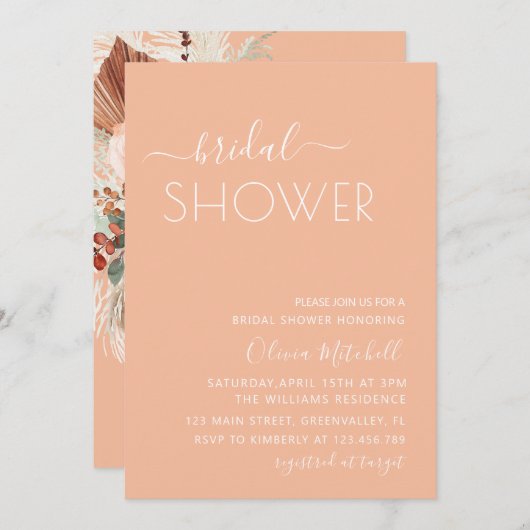 Invitation Simple Elgant Classic & Minimal Bridal Shower (Devant / Derrière)