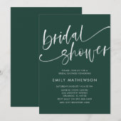 Invitation Simple Émeraude Vert & Blanc Lavage de Bébé de Mar (Devant / Derrière)