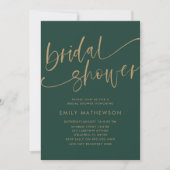 Invitation Simple Émeraude Vert & Or Fête de Mariage (Devant)