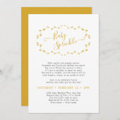 Invitation simple en moutarde botanique Baby Sprin (Devant / Derrière)