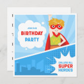 Invitation Simple enfant remplir dans le noir Superhero anniv (Devant / Derrière)