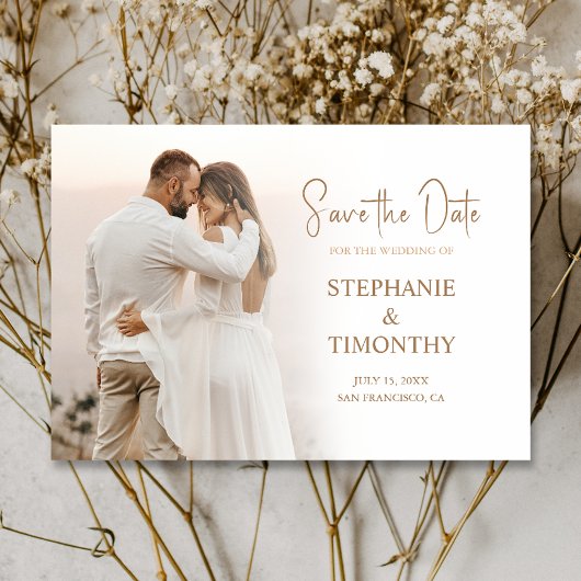Invitation Simple Enregistrer La Date Photo Mariage Moderne