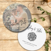 Invitation Simple Enregistrer la date Photo Round QR Code Mar