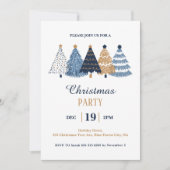 Invitation Simple Entreprise Bleu Arbres de Noël Vacances (Devant)