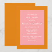 Invitation Simple esthétique Fête des mariées rose et orange (Devant / Derrière)