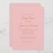 Invitation Simple esthétique Moderne Pastel Baby shower rose (Devant / Derrière)