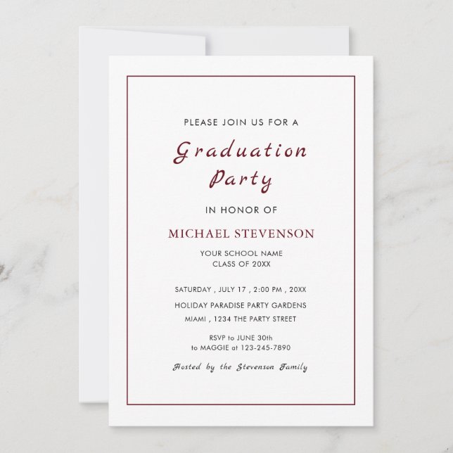 Invitation simple et blanche pour fête de fin d'ét (Devant)