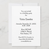 Invitation simple et blanche pour une fête d'anniv (Dos)