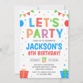 Invitation simple et colorée pour fête d'anniversa (Devant)