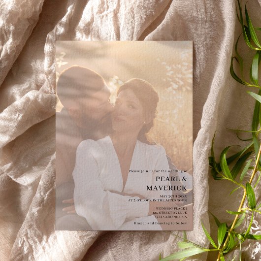 Invitation Simple et élégant 2 photos chic noir blanc mariage