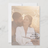 Invitation Simple et élégant 2 photos chic noir blanc mariage (Devant)