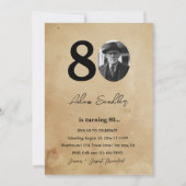 Invitation Simple et élégant 80e anniversaire fête Rustique (Devant)