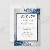 INVITATION SIMPLE ET ÉLÉGANT ARGENT DE MARINE FLORALE RSVP (Devant)