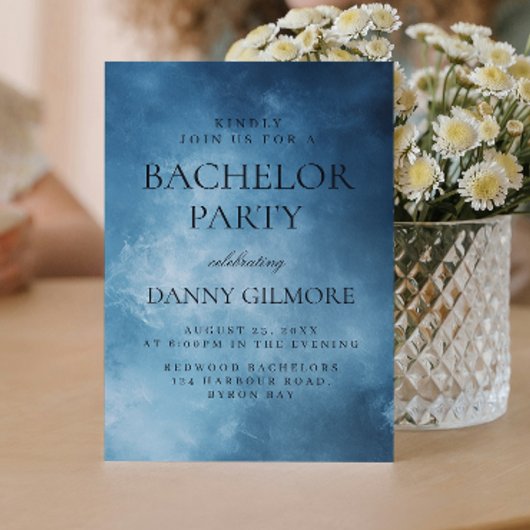 Invitation Simple et élégant Bachelor Party bleu foncé