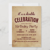 Invitation Simple et élégant Beige Double Anniversaire Inv (Devant)