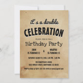 Invitation Simple et élégant Beige Double Anniversaire Inv (Devant)