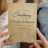Invitation Simple et élégant Christening Rustique Son