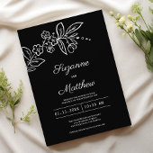 Invitation Simple et élégant mariage à fleurs noir