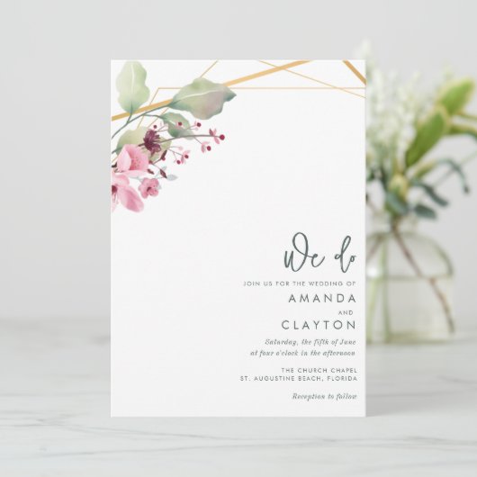 Invitation Simple et élégant Mariage de verdure (Debout devant)