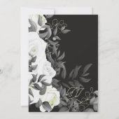 Invitation simple et élégant, mariage floral noir et blanc (Dos)