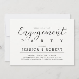 Invitation Simple et élégant mariage noir fiançailles fête