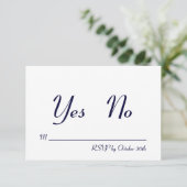 Invitation Simple et élégant Navy et Blanc RSVP (Debout devant)