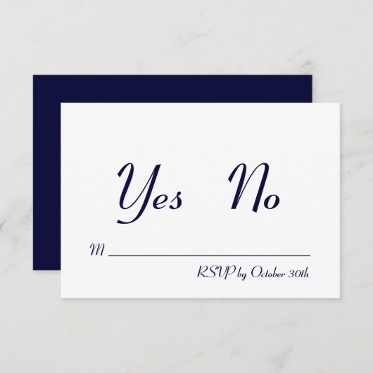 Invitation Simple et élégant Navy et White RSVP (Devant / Derrière)
