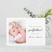 Invitation Simple et Élégant Parrain Proposition Photo Noir (Debout devant)