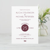 Invitation Simple et élégant rouge bordeaux et blanc mariage (Debout devant)