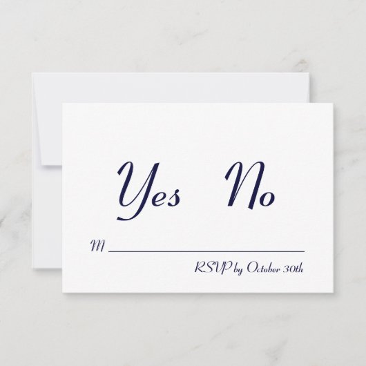 Invitation Simple et élégant RSVP bleu marine et blanc (Devant)