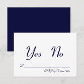 Invitation Simple et élégant RSVP bleu marine et blanc (Devant / Derrière)