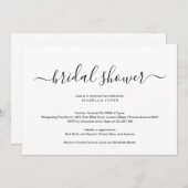 Invitation simple et élégante à la douche nuptiale (Devant / Derrière)